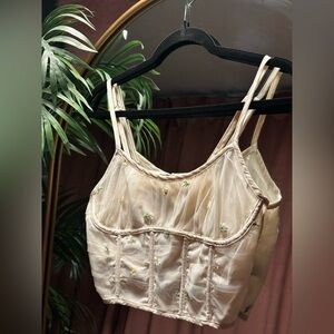 Le Lis Cream Floral Embroidered Slip